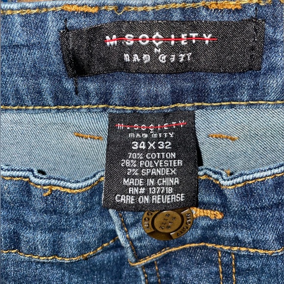 Men's M.Society distressed Blue Moto Jeans - 34x32 RN: 137718 - Picture 4 of 8